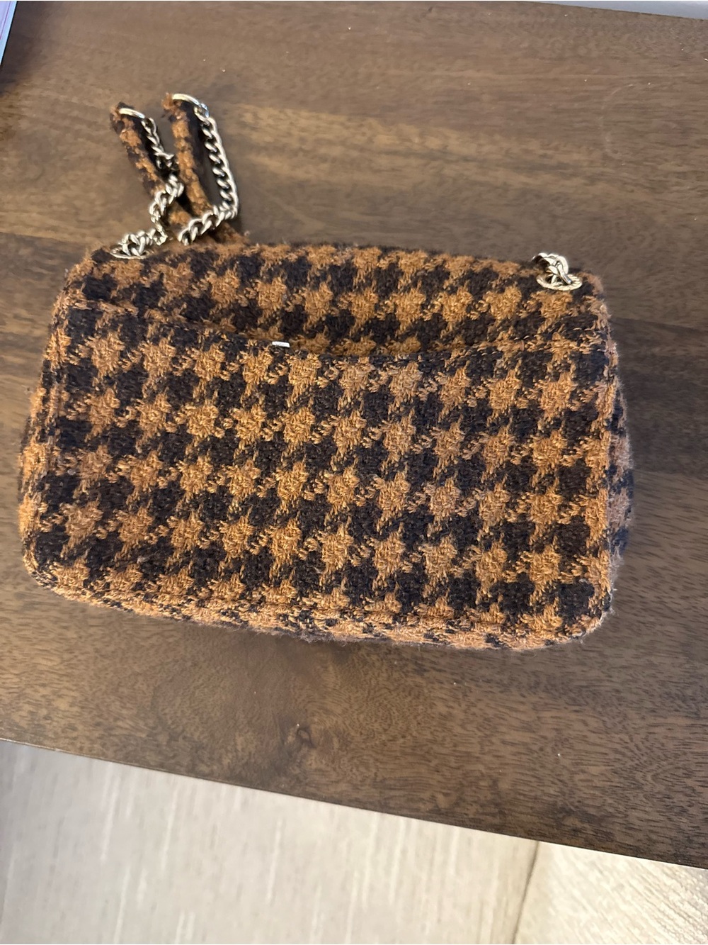 Sandro Brown Houndstooth Chain Shoulder Bag - Picture 4 of 7